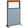 Interion® Deluxe Freestanding Office Partition Panel w/Partial Window 36-1/4""W x 61-1/2""H Blue