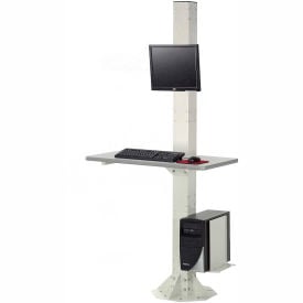 Global Industrial™ 81""H Stationary Floor Mount Orbit Computer Station with VESA Mount Beige