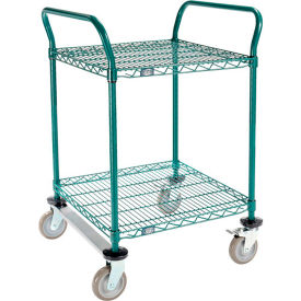 Nexel® Utility Cart 2 Shelf Poly-Green® 24""L x 24""W x 39""H Polyurethane Rigid Casters