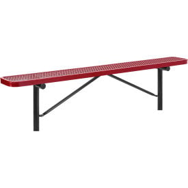 Global Industrial™ 8' Outdoor Steel Flat Bench Expanded Metal In Ground Mount Red