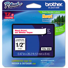 Brother® P-Touch® TZe Labeling Tape 1/2""W Red on White