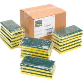 Global Industrial™ Heavy Duty Scrub Sponge Yellow/Green 3.25"" x 6.25"" - Case of 20 Sponges