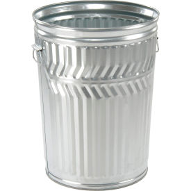 Witt Industries Outdoor Galvanized Steel Corrosion Resistant Trash Can 20 Gallon Silver