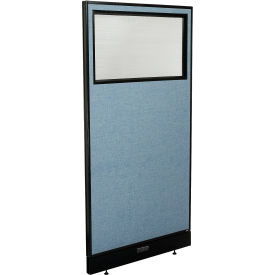 Interion® Electric Office Partition Panel with Partial Window 36-1/4""W x 76""H Blue