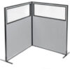 Interion® Freestanding 2-Panel Corner Room Divider w/Partial Window 48-1/4""W x 60""H Panels Gray