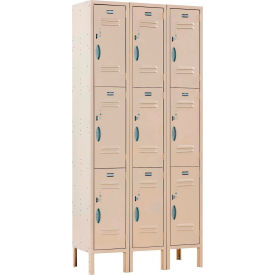 Global Industrial™ Capital® 3-Tier 9 Door Locker 36""W x 15""D x 78""H Tan Assembled