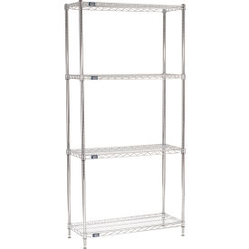Nexel® 4 Shelf Chrome Wire Shelving Unit Starter 42""W x 14""D x 86""H