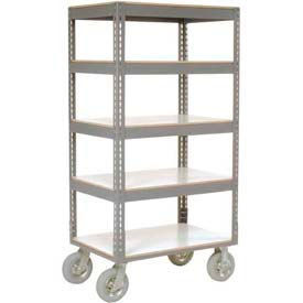 Global Industrial™ Boltless Shelf Truck w/5 Shelves & Pneumatic Casters 36""Lx24""Wx68""H Gray