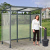 Global Industrial™ Bus Smoking Shelter Flat Roof Open Front W/Blk 5 Gal.Ashtray 6'5""x3'8""x7'