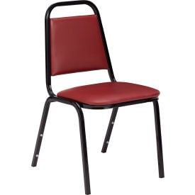 NPS Stacking Chair - 1-1/2"" Vinyl Seat - Square Back - Burgundy Seat with Black Frame