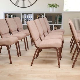 Flash Furniture 18.5""W Stacking Church Chair - Fabric - Beige - Hercules Series