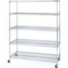 5-Tier UltraZinc Mobile Wire Shelving - NSF Steel - 60""L x 24""W x 76""H - Chrome