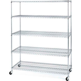 5-Tier UltraZinc Mobile Wire Shelving - NSF Steel - 60""L x 24""W x 76""H - Chrome