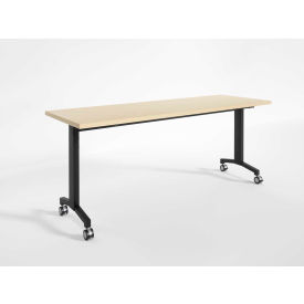 RightAngle Flip Training Table w/ Casters 30"" x 72"" Hardrock Maple w/Black Base - R-Style Series