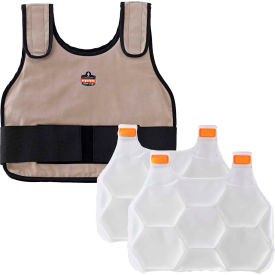 Ergodyne® 12000 Chill-Its® 6230 Phase Change Standard Cooling Vest W/Packs Khaki S/M