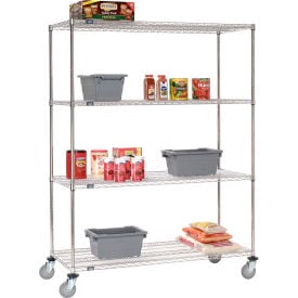 Nexel® 4 Shelf Truck Stainless Steel 60""W x 18""D x 69""H Polyurethane Swivel Casters