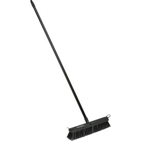 Global Industrial™ 18"" Push Broom W/ Plastic Block & Steel Handle Rough Sweep