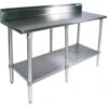 BK Resources 430 Stainless Steel Table 96 x 24"" Undershelf 5"" Backsplash 18 Gauge