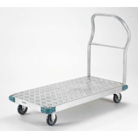 Global Industrial™ Aluminum Diamond Deck Platform Truck 56x42 1000 Lb. Cap. 5"" Poly Casters