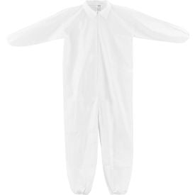 Global Industrial™ Disposable Microporous Coverall Elastic Wrists/Ankles White Med 25/Case