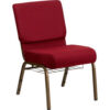 Flash Furniture 21''W Church Chair with Book Rack - Fabric - Burgundy - Hercules Series