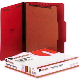 Universal® Pressboard Classification Folders Letter Four-Section Ruby Red 10/Box