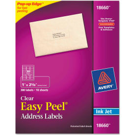 Avery® Easy Peel Inkjet Mailing Labels 1 x 2-5/8 Clear 300/Pack