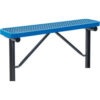 Global Industrial™ 4' Outdoor Steel Flat Bench Expanded Metal In Ground Mount Blue