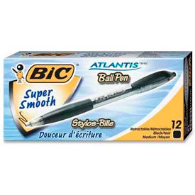 Bic® Atlantis Ballpoint Retractable Pen Medium Black Barrel/Ink Dozen