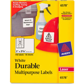 Avery® Permanent Durable ID Laser Labels 2 x 2-5/8 White 750/Pack
