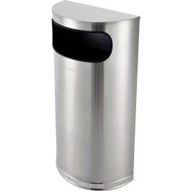 Global Industrial™ Half Round Side Open Trash Can 9 Gallon Matte Stainless Steel