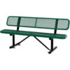 Global Industrial 6' Outdoor Steel Bench w/ Backrest Expanded Metal Green