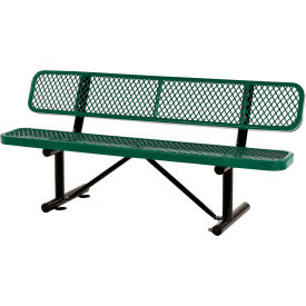 Global Industrial™ 6' Outdoor Steel Bench w/ Backrest Expanded Metal Green