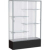 Spirit Display Case Black Base Satin Frame White Back 48""W x 16""D x 72""H