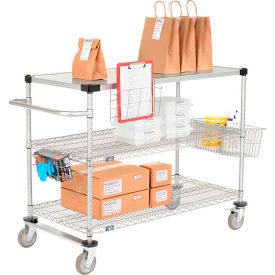 Nexelate® Curbside Cart w/3 Shelves & Polyurethane Casters 36""L x 24""W x 40""H