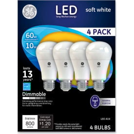 Led Soft White A19 Dimmable Light Bulb 10 W 4/Pack