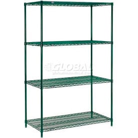 Nexel® 4 Shelf Poly-Green® Wire Shelving Unit Starter 24""W x 24""D x 63""H