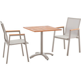 Global Industrial™ Outdoor Dining Set 27-1/2"" Square Teakwood Table & 4 Sling Armchairs