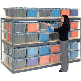 Global Industrial™ Record Storage Rack 72""W x 48""D x 84""H With Polyethylene File Boxes - Gray