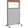 Interion® Mobile Deluxe Office Partition Panel with Partial Window 36-1/4""W x 64-1/2""H Gray