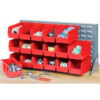 Global Industrial™ Louvered Bench Rack w/ 8(B) 8(C) 6(D) Red Bins 36""W x 15""D x 20""H