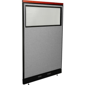 Interion® Deluxe Electric Office Partition Panel with Partial Window 48-1/4""W x 101-1/2""H Gray