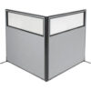 Interion® Freestanding 2-Panel Corner Room Divider w/Partial Window 60-1/4""W x 60""H Panels Gray