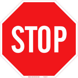 Brady® 94144 Stop Sign White/Red HIP Reflective Sign Aluminum 30""W x 30""H