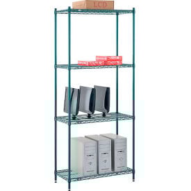 Nexel® 4 Shelf Poly-Green® Wire Shelving Unit Starter 36""W x 12""D x 86""H
