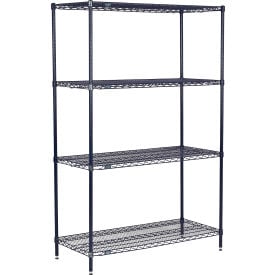 Nexel® 4 Shelf Nexelon® Blue Wire Shelving Unit Starter 54""W x 21""D x 74""H