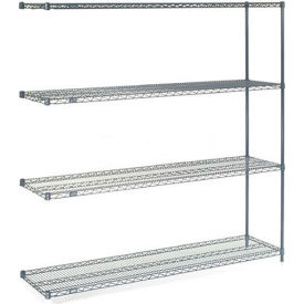 Nexel® 4 Shelf Nexelon® Blue Wire Shelving Unit Add On 60""W x 21""D x 63""H