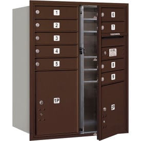 4C Horizontal Mailbox 37-1/2""H Double Column 9 MB1/2 PL Doors Front Load Bronze USPS
