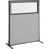 Interion® Freestanding Office Partition Panel with Partial Window 48-1/4""W x 60""H Gray