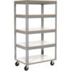 Global Industrial™ Boltless Shelf Truck w/5 Shelves & Poly Casters 60""L x 24""W x 65""H Gray